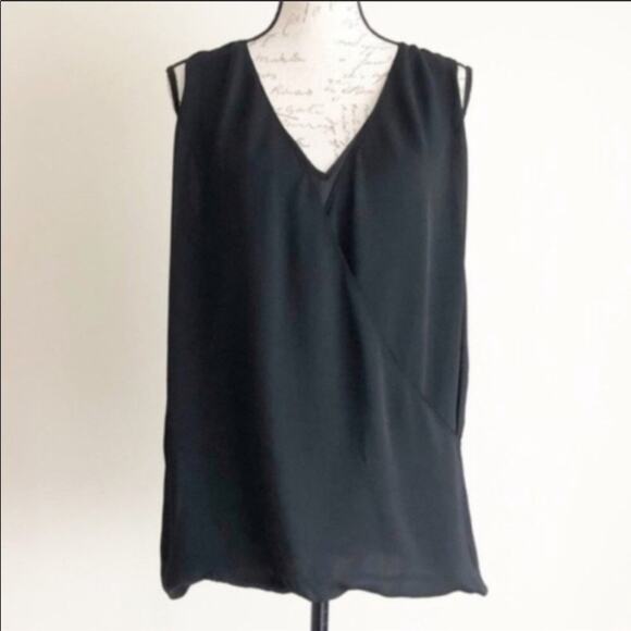 NEW NWT RALPH LAUREN Charcoal VNeck Tank Top Crossover Faux Wrap Blouse Medium - Picture 1 of 6